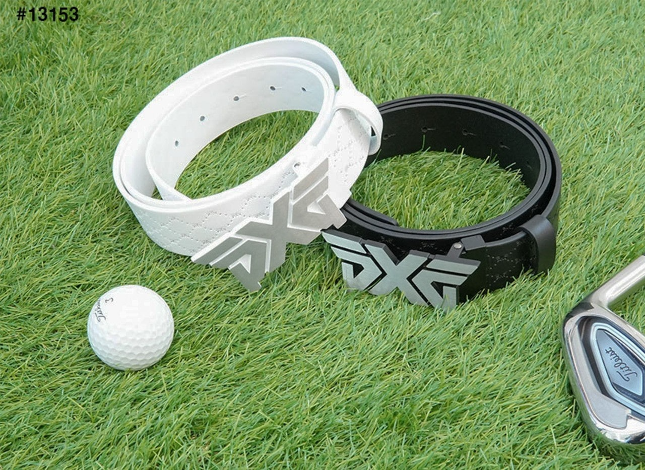 PXG-벨트-국내배송 남성  스틸버클 멀티로고 타공 벨트