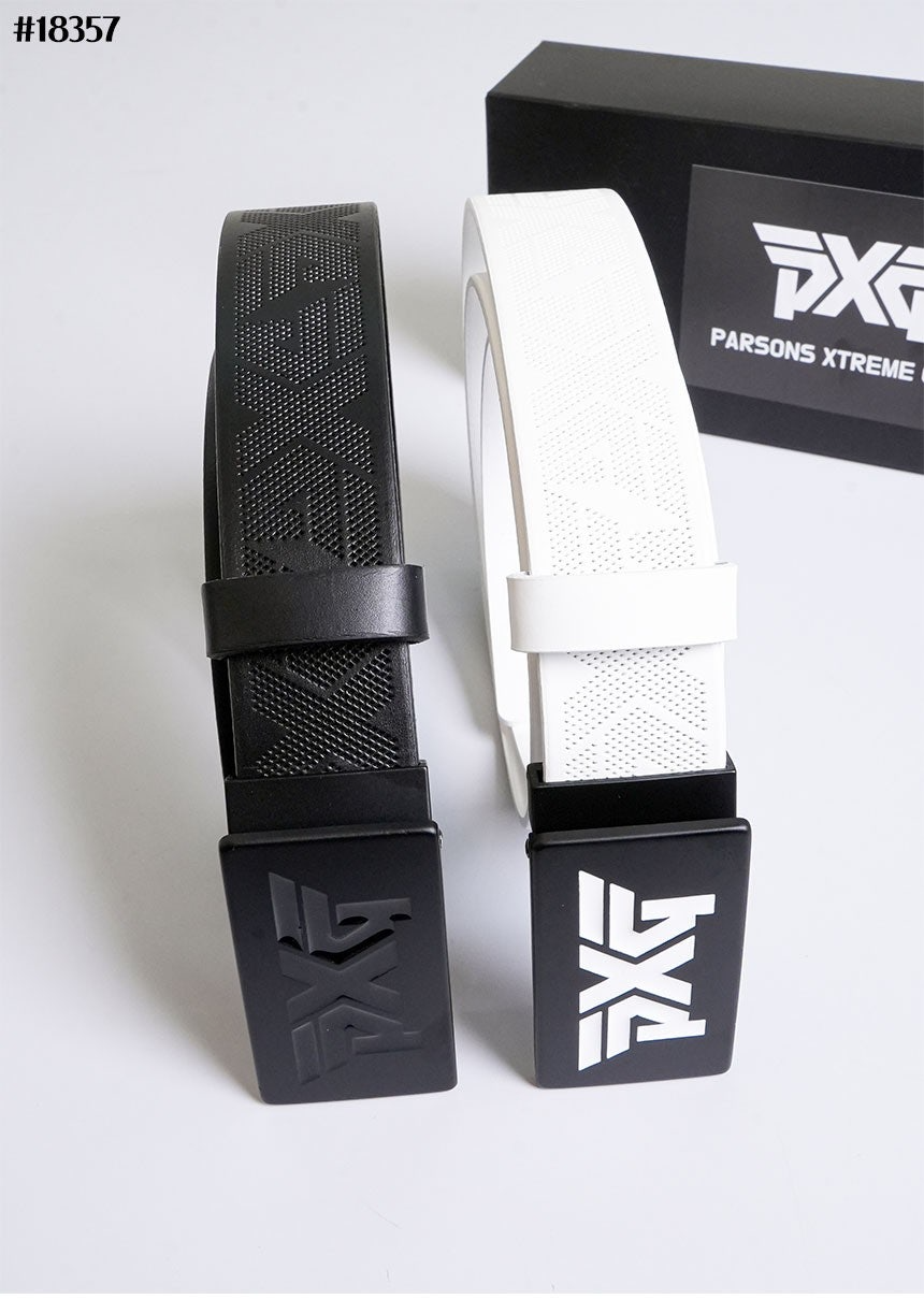 PXG-벨트-국내배송 로고 스퀘어 버클 펀칭 로고 레더 벨트