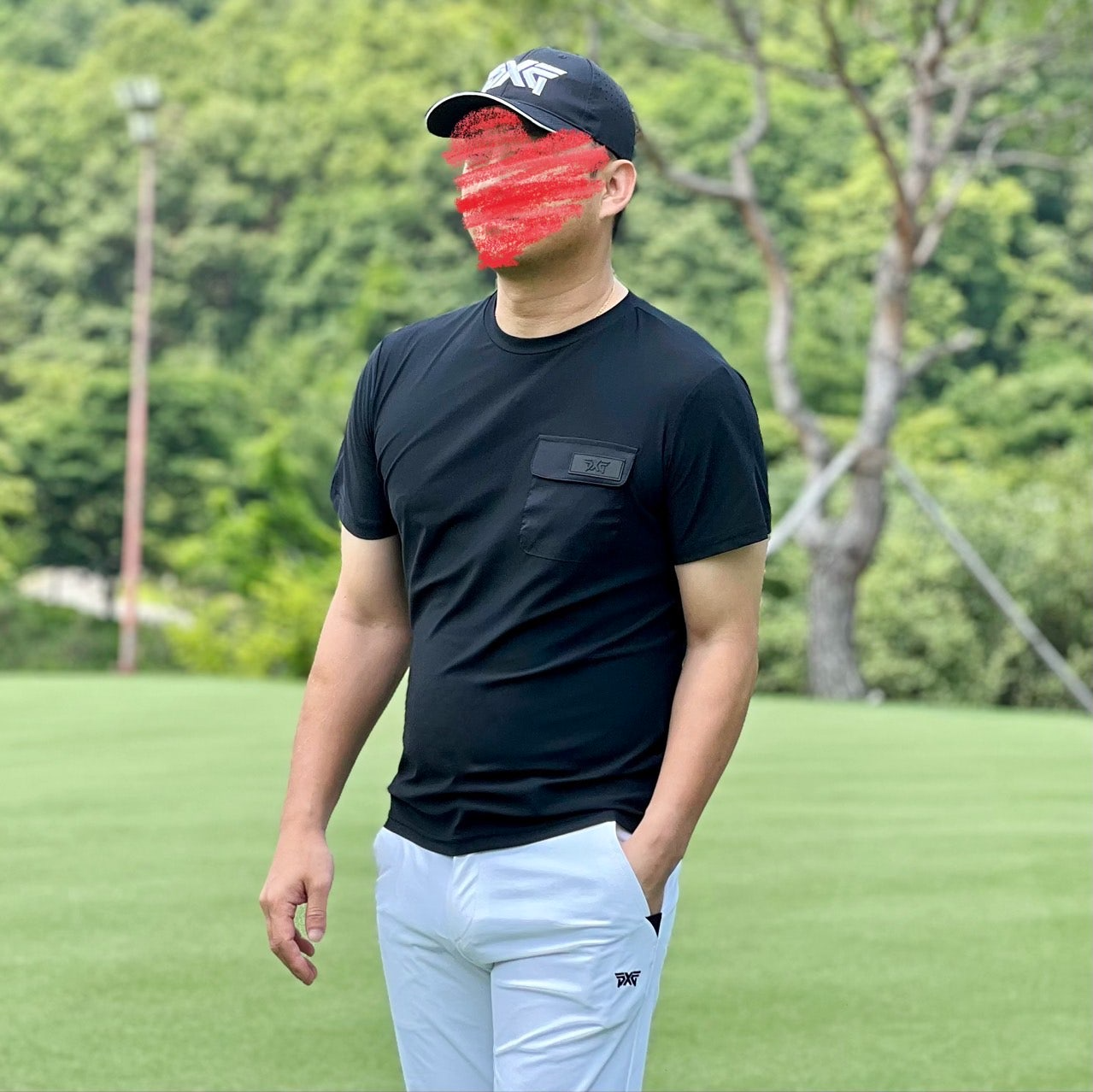 PXG-상의-국내배송 맨즈 썸머 빅로고 라운드 넥 티셔츠 ( MEN )