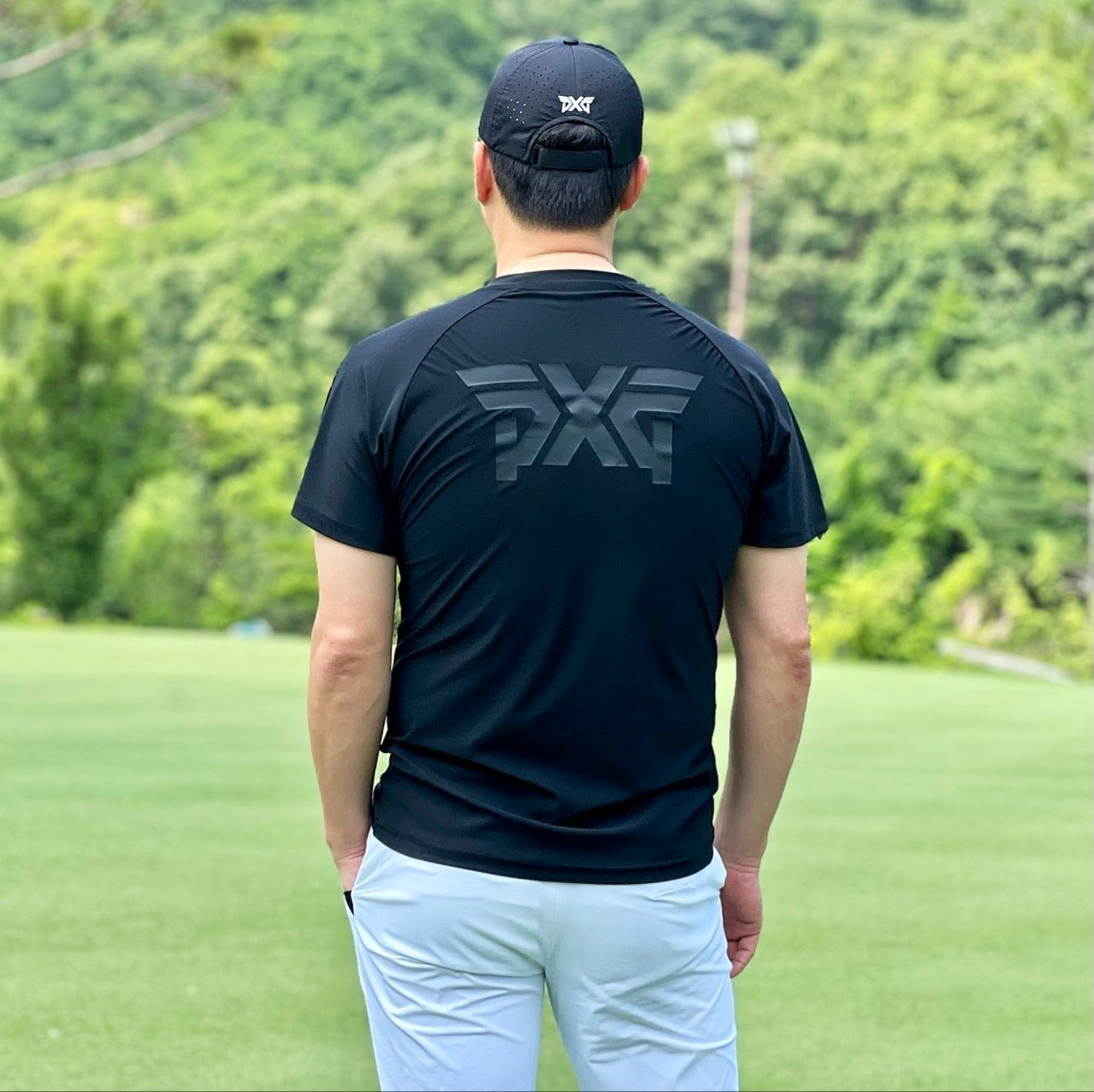 PXG-상의-국내배송 맨즈 썸머 빅로고 라운드 넥 티셔츠 ( MEN )