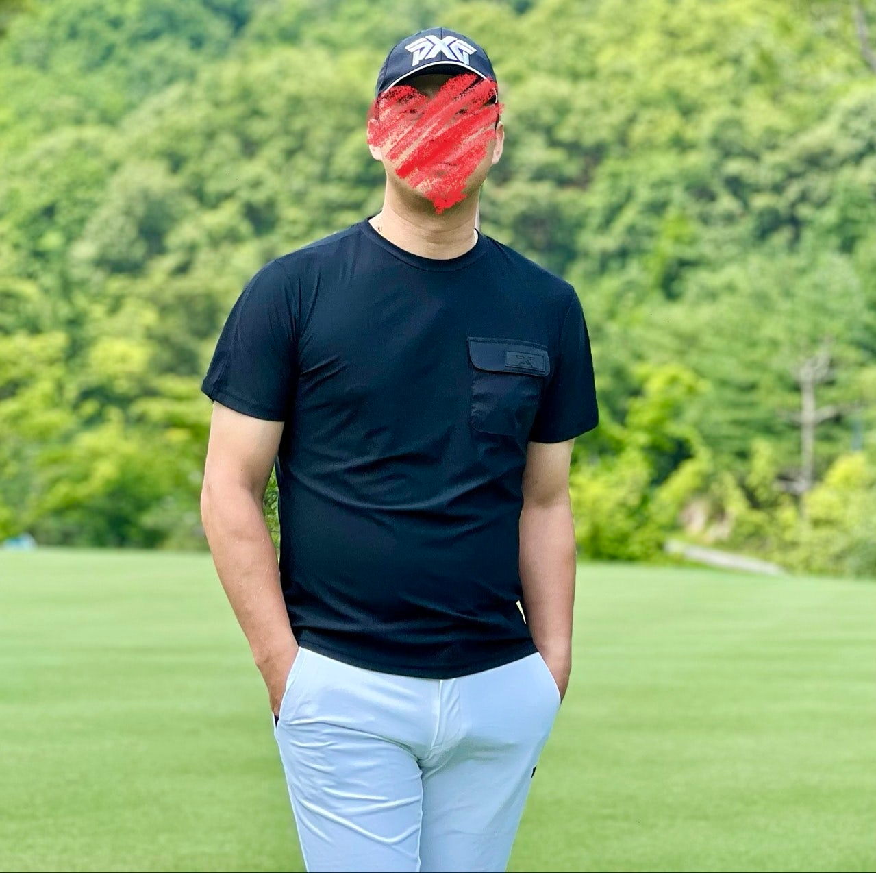 PXG-상의-국내배송 맨즈 썸머 빅로고 라운드 넥 티셔츠  ( MEN )