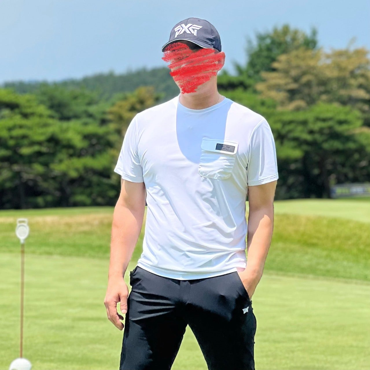 PXG-상의-국내배송 맨즈 썸머 빅로고 라운드 넥 티셔츠 ( MEN )