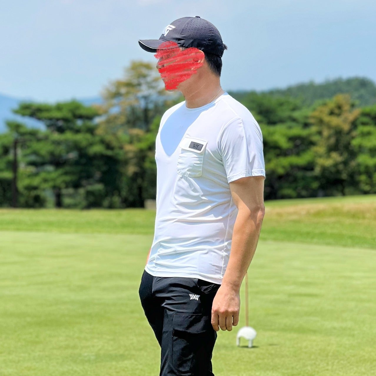 PXG-상의-국내배송 맨즈 썸머 빅로고 라운드 넥 티셔츠 ( MEN )