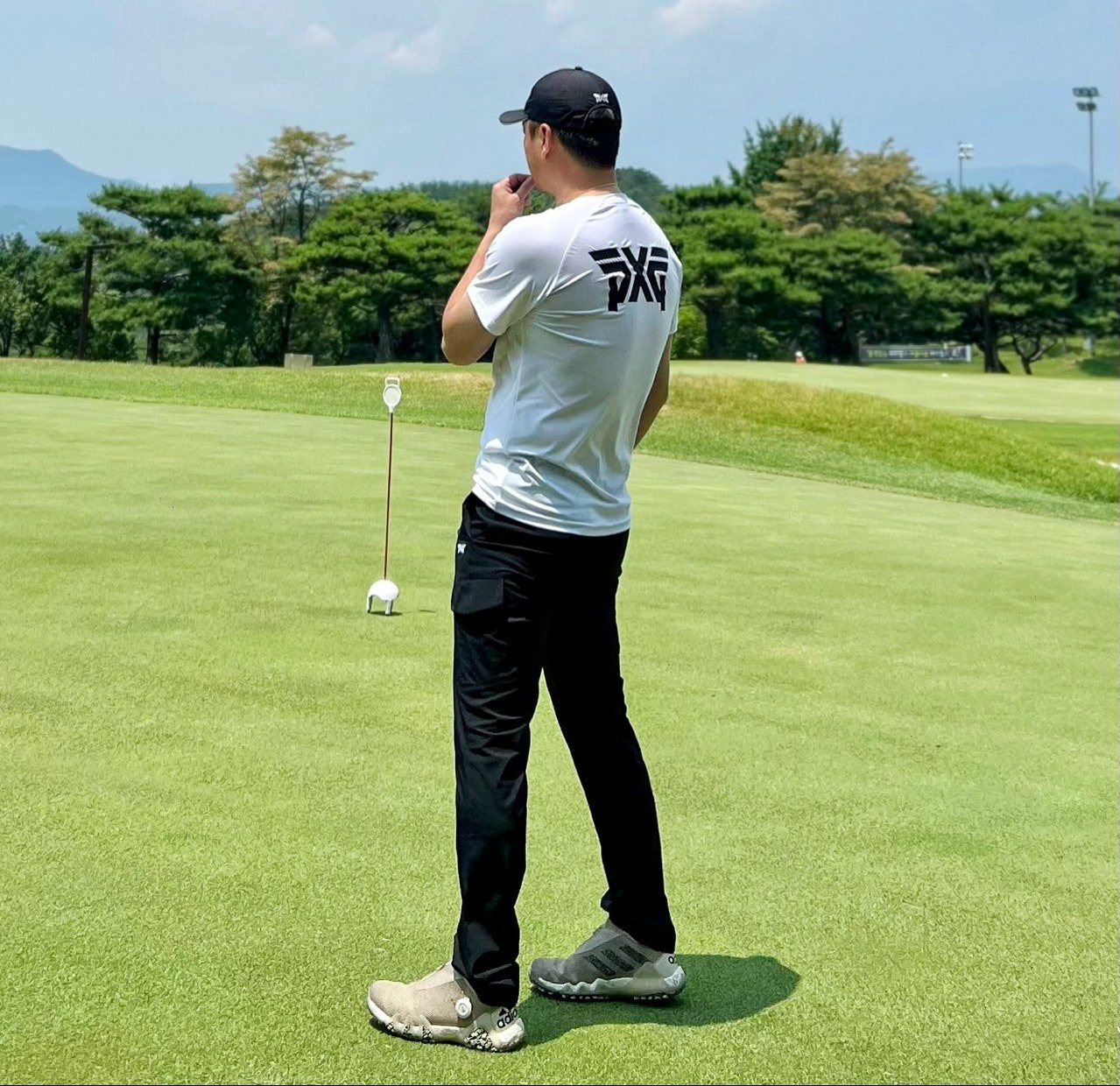 PXG-상의-국내배송 맨즈 썸머 빅로고 라운드 넥 티셔츠 ( MEN )