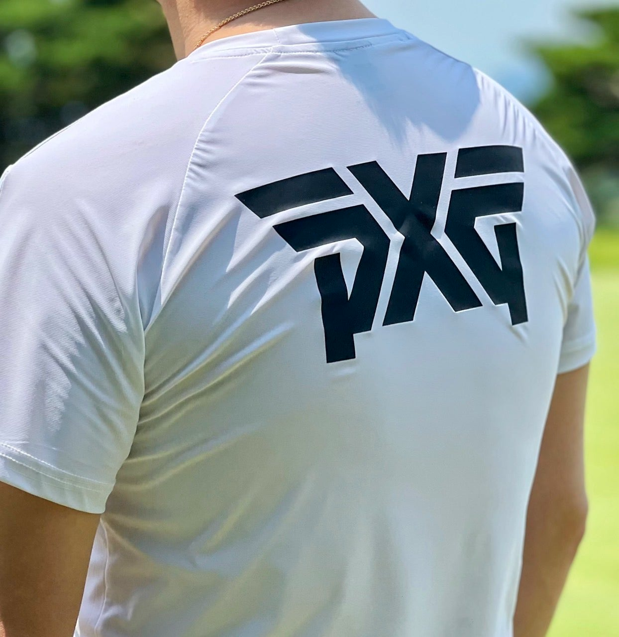 PXG-상의-국내배송 맨즈 썸머 빅로고 라운드 넥 티셔츠 ( MEN )