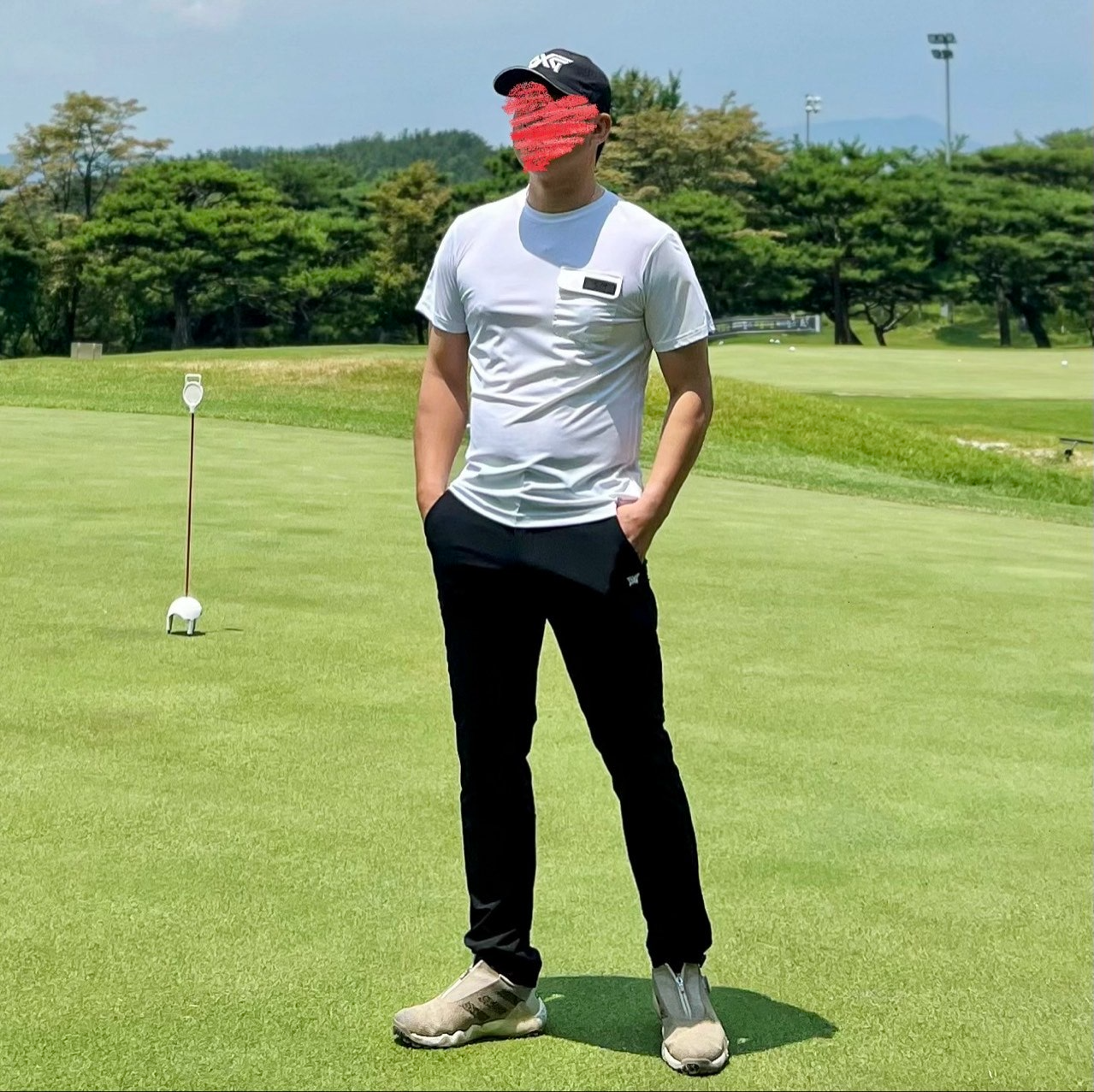 PXG-상의-국내배송 맨즈 썸머 빅로고 라운드 넥 티셔츠 ( MEN )