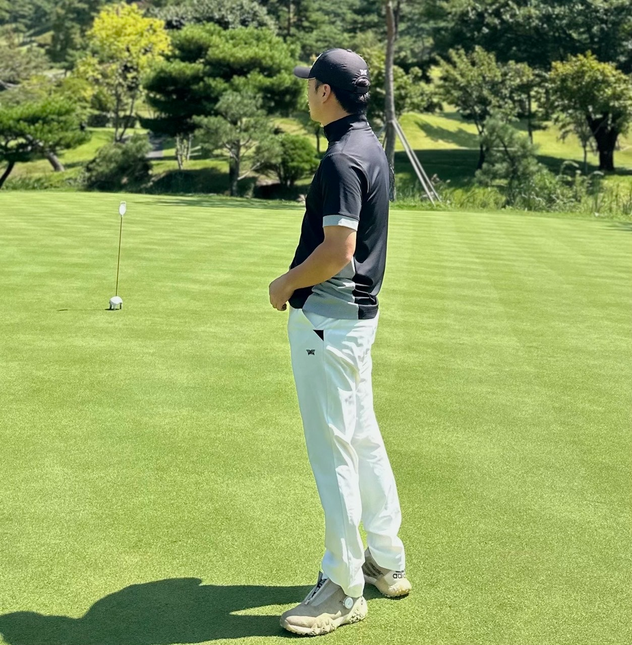PXG-상의-국내배송 맨즈 썸머 카라 블럭 하프 집업 티셔츠 ( MEN )