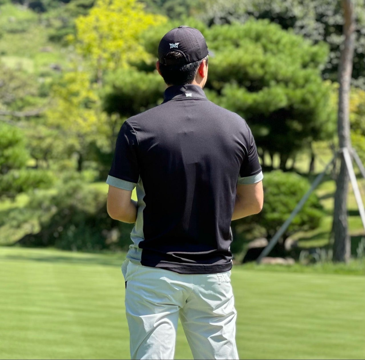 PXG-상의-국내배송 맨즈 썸머 카라 블럭 하프 집업 티셔츠 ( MEN )