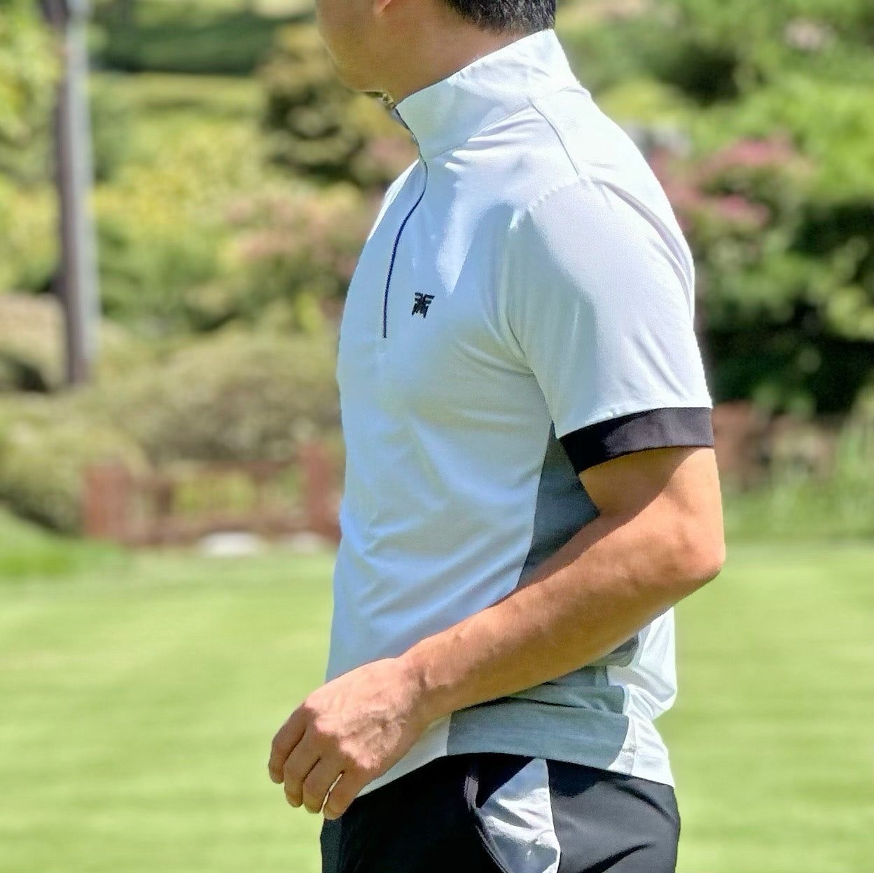 PXG-상의-국내배송 맨즈 썸머 카라 블럭 하프 집업 티셔츠 ( MEN )