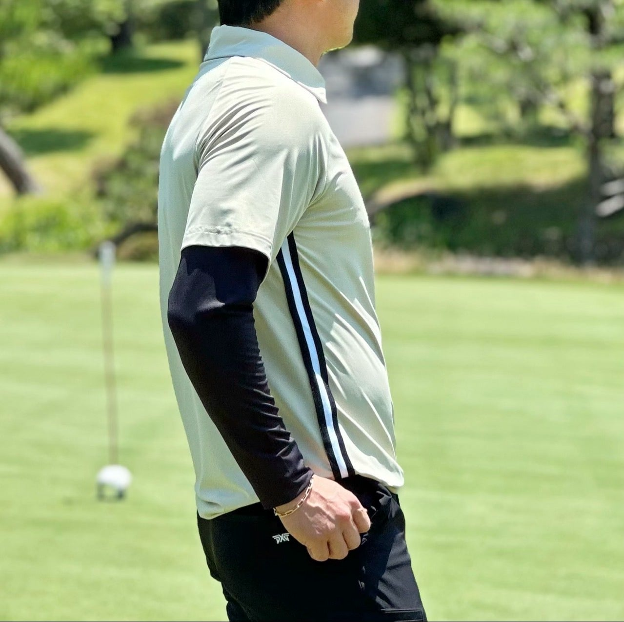 PXG-상의-국내배송 맨즈 썸머 쿨 슬리브 레이어드 카라 긴팔 티셔츠 (MAN)