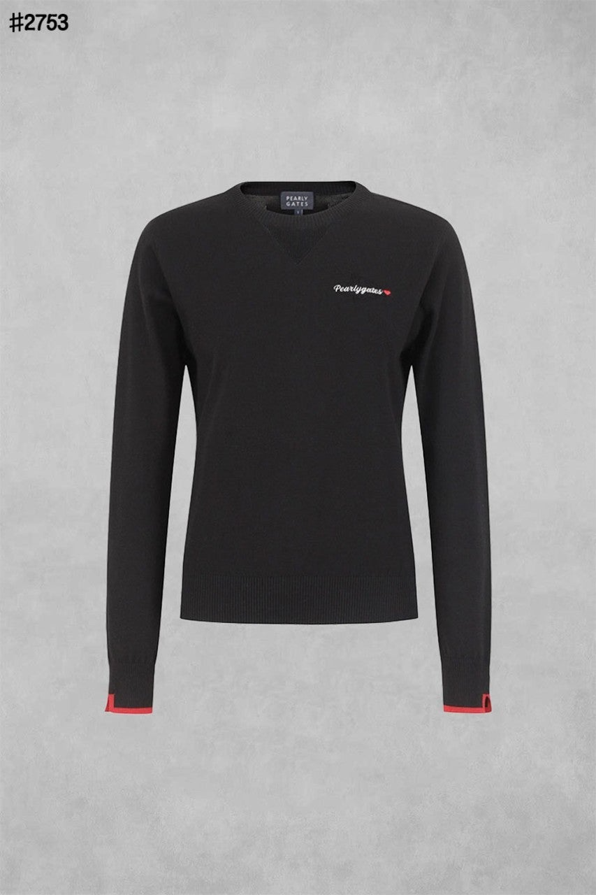파리게이츠-상의-국내배송 배색 하트 자카드 롱 슬리브 니트 풀오버
