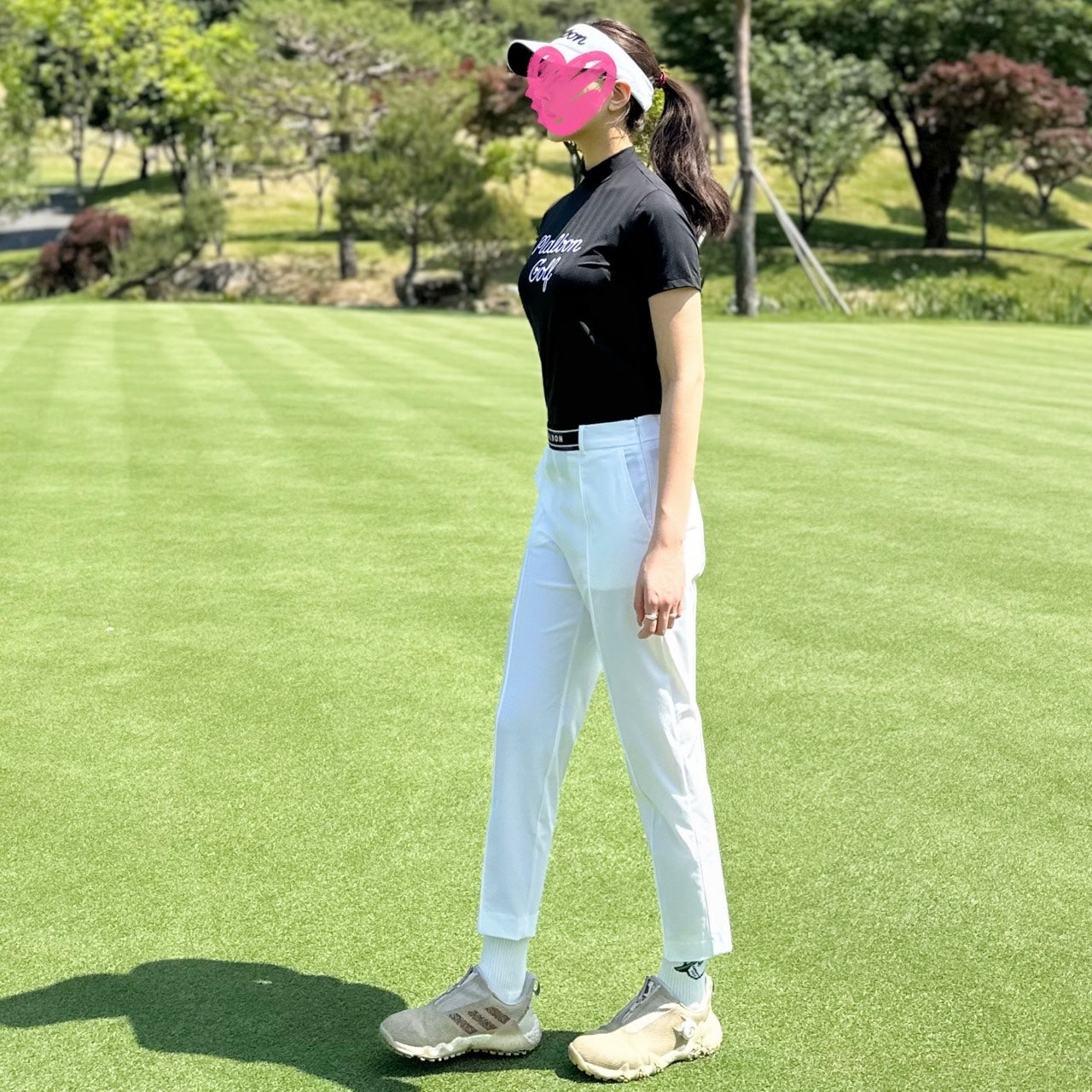 말본-상의-국내배송 스크립트 모크넥 티셔츠 (WOMAN)