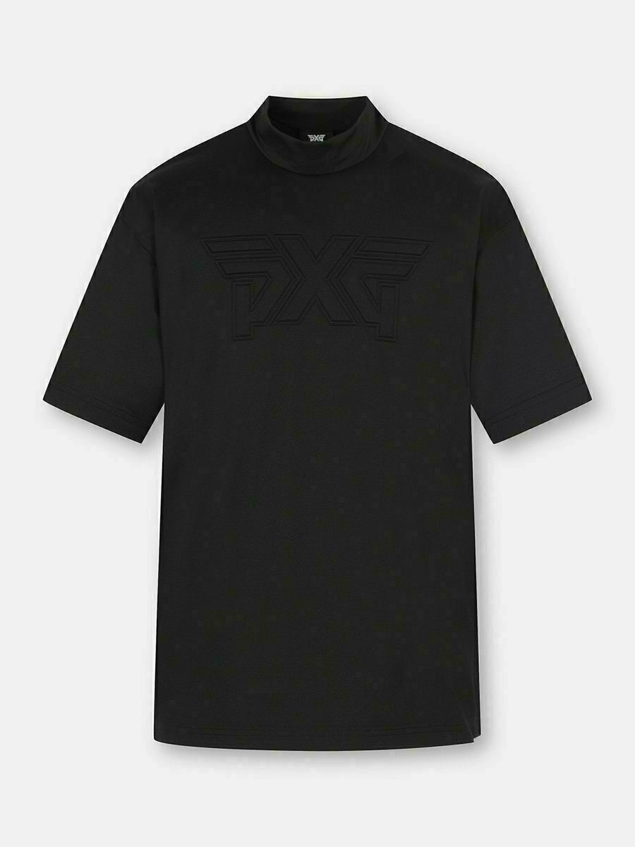 PXG-상의-국내배송 썸머 빅 로고 모크넥 쇼츠 슬리브 티셔츠