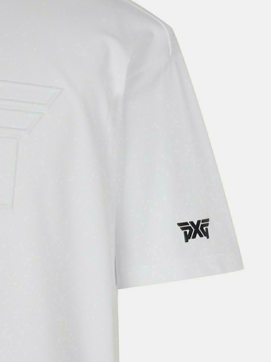 PXG-상의-국내배송 썸머 빅 로고 모크넥 쇼츠 슬리브 티셔츠