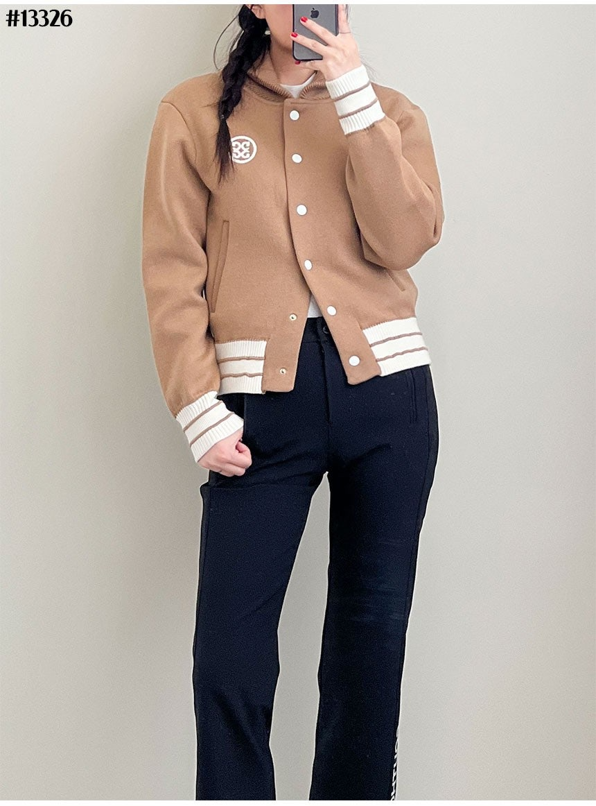 지포어-상의-국내배송 여성 펠티드 울 카라 버튼-업 샤켓