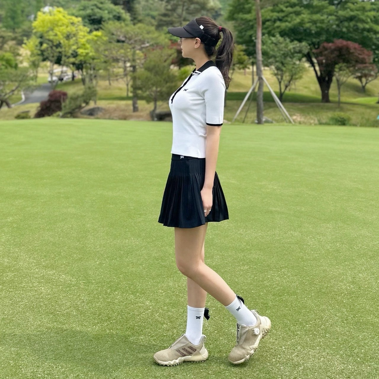 PXG-상의-국내배송 우먼 미들 슬리브 칼라 스웨터 (WOMEN)