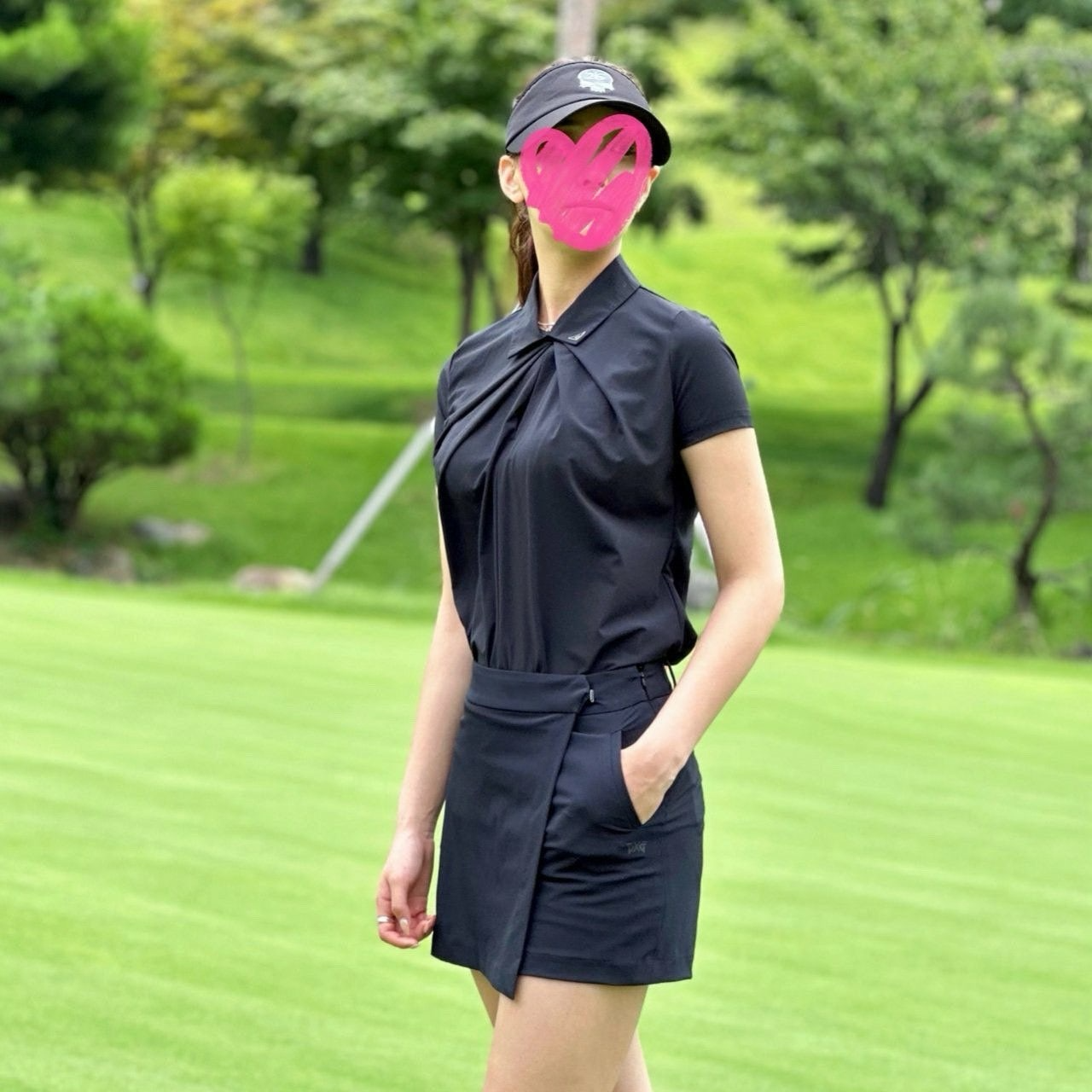 PXG-상의-국내배송 우먼 썸머 셔링 포인트 반팔 티셔츠 (WOMEN)