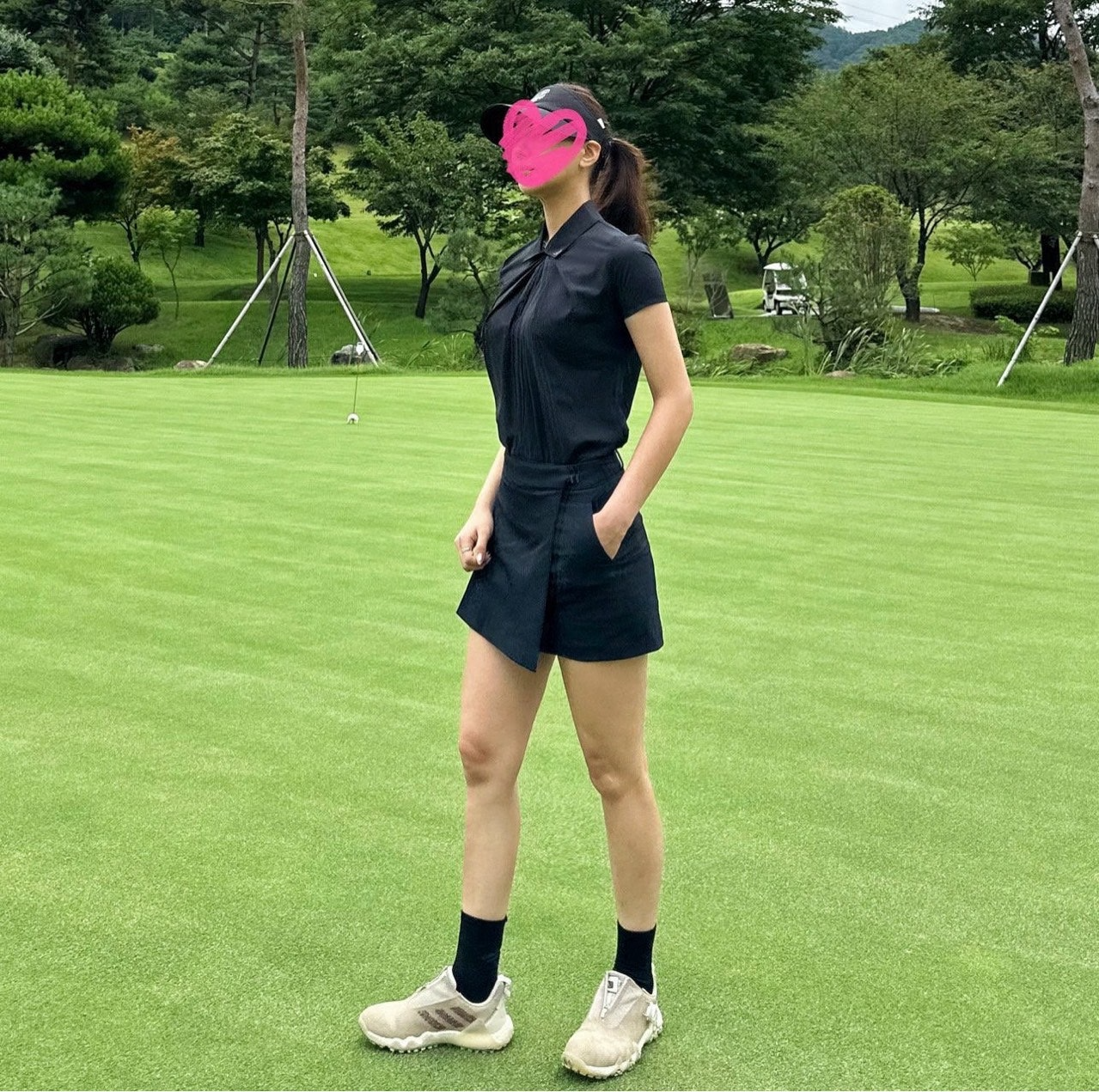 PXG-상의-국내배송 우먼 썸머 셔링 포인트 반팔 티셔츠 (WOMEN)