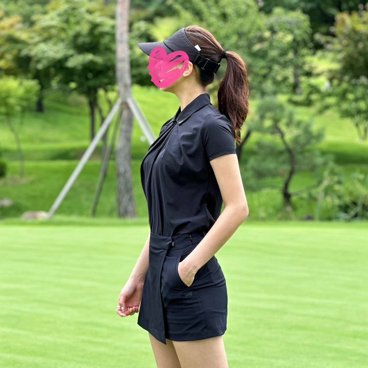 PXG-상의-국내배송 우먼 썸머 셔링 포인트 반팔 티셔츠 (WOMEN)