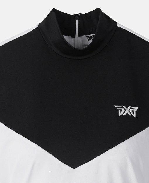 PXG-상의-국내배송 우먼 썸머 카라 블록 모크넥 슬리브리스 (WOMEN)