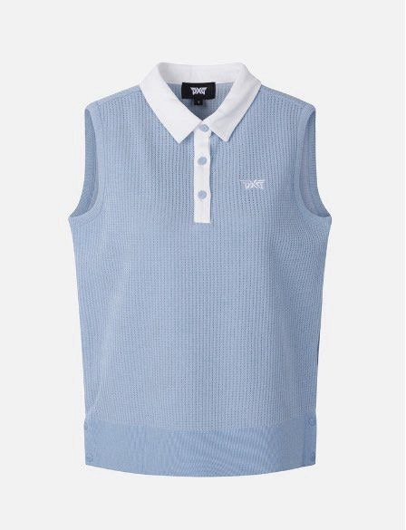 PXG-상의-국내배송 우먼 썸머 카라 슬리브리스 스웨터 (WOMEN)