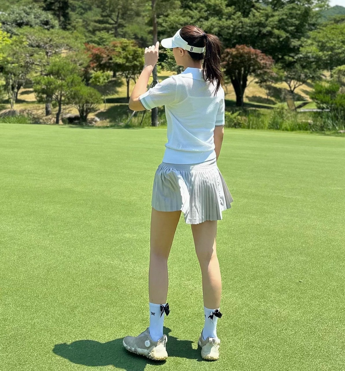 PXG-상의-국내배송 우먼 썸머 포인트 카라 숏 슬리브 니트 (WOMEN)