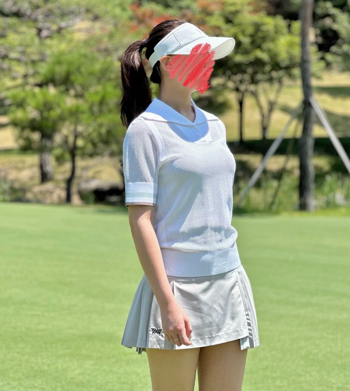 PXG-상의-국내배송 우먼 썸머 포인트 카라 숏 슬리브 니트 (WOMEN)