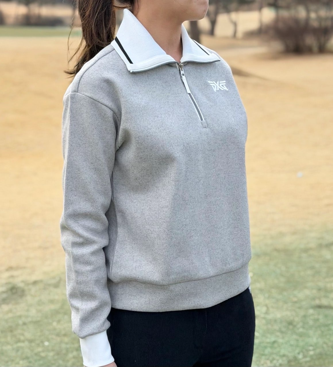 PXG-상의-국내배송 우먼 윈터 와이드 카라 LS 티셔츠 (WOMEN)