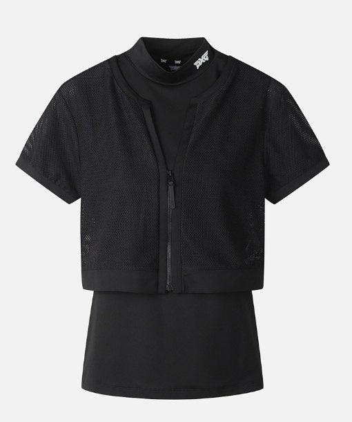 PXG-상의-국내배송 우먼 2-IN-1 하이넥 슬리브리스 (WOMEN)