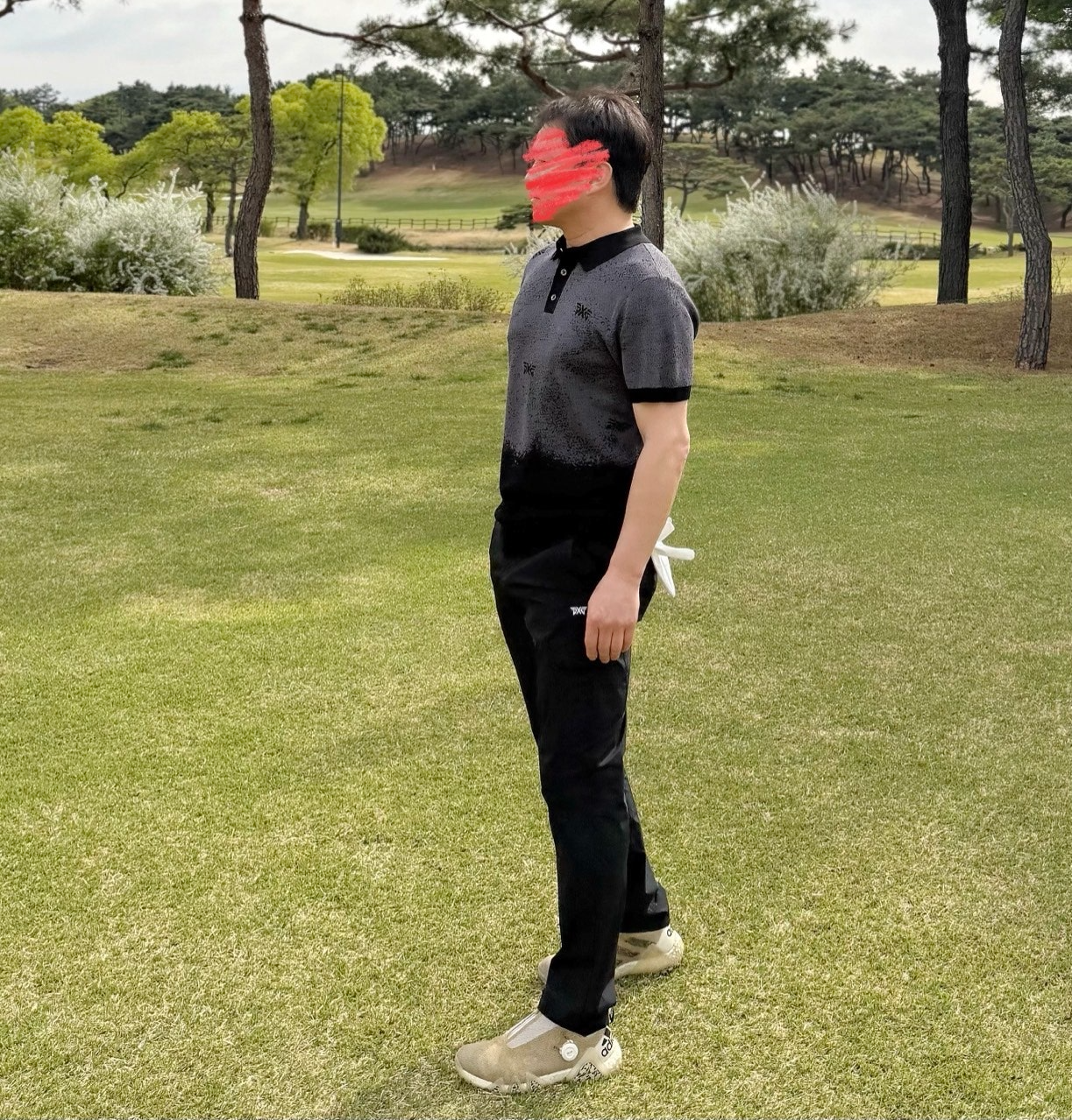 PXG-상의-국내배송 패턴 숏 슬리브 카라 스웨터 (MAN)