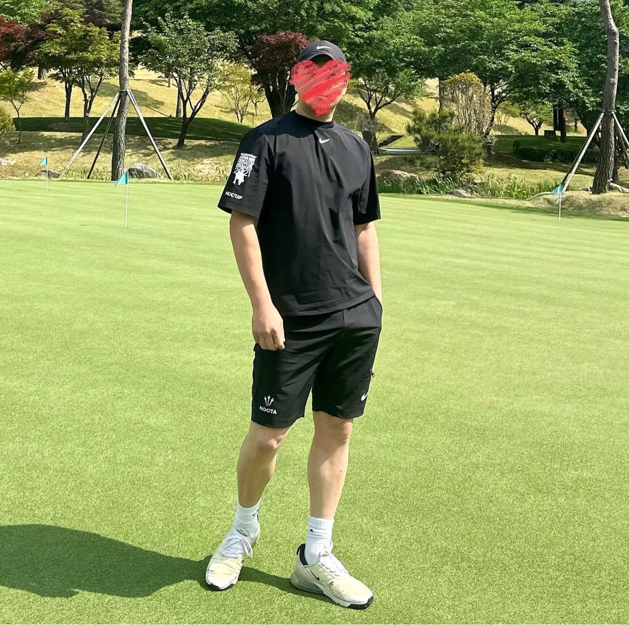 녹타-세트-국내배송 나이* 골프 숏슬리브 크루넥 & 쇼츠 팬츠 세트