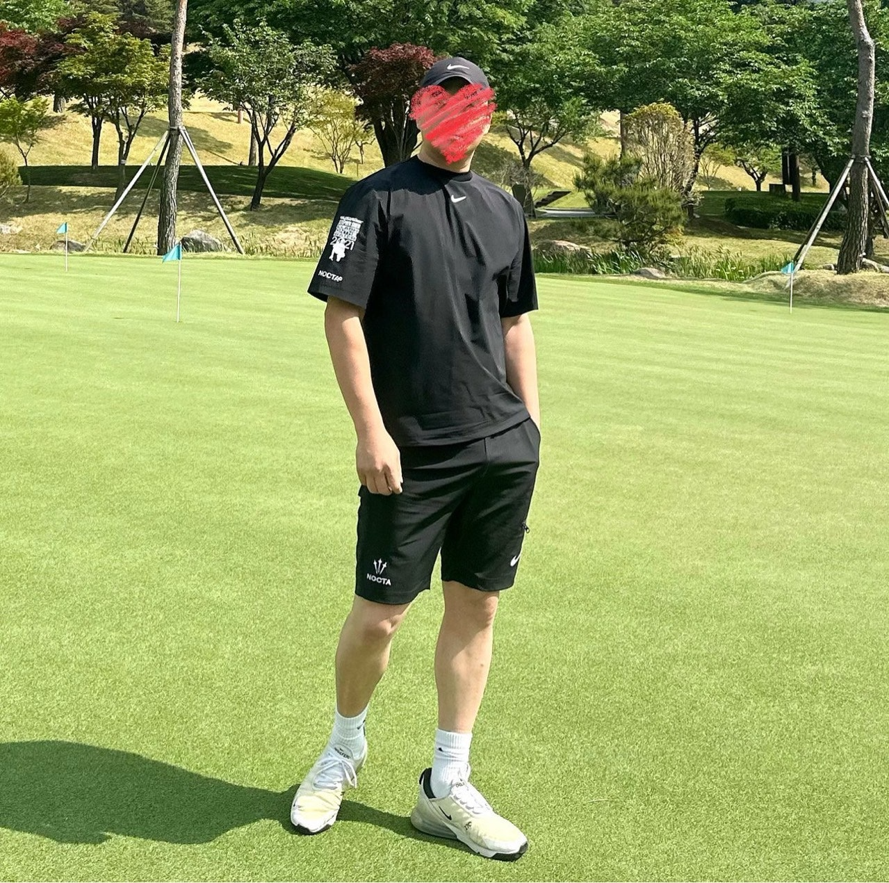 녹타-세트-국내배송 나이* 골프 숏슬리브 크루넥 & 쇼츠 팬츠 세트