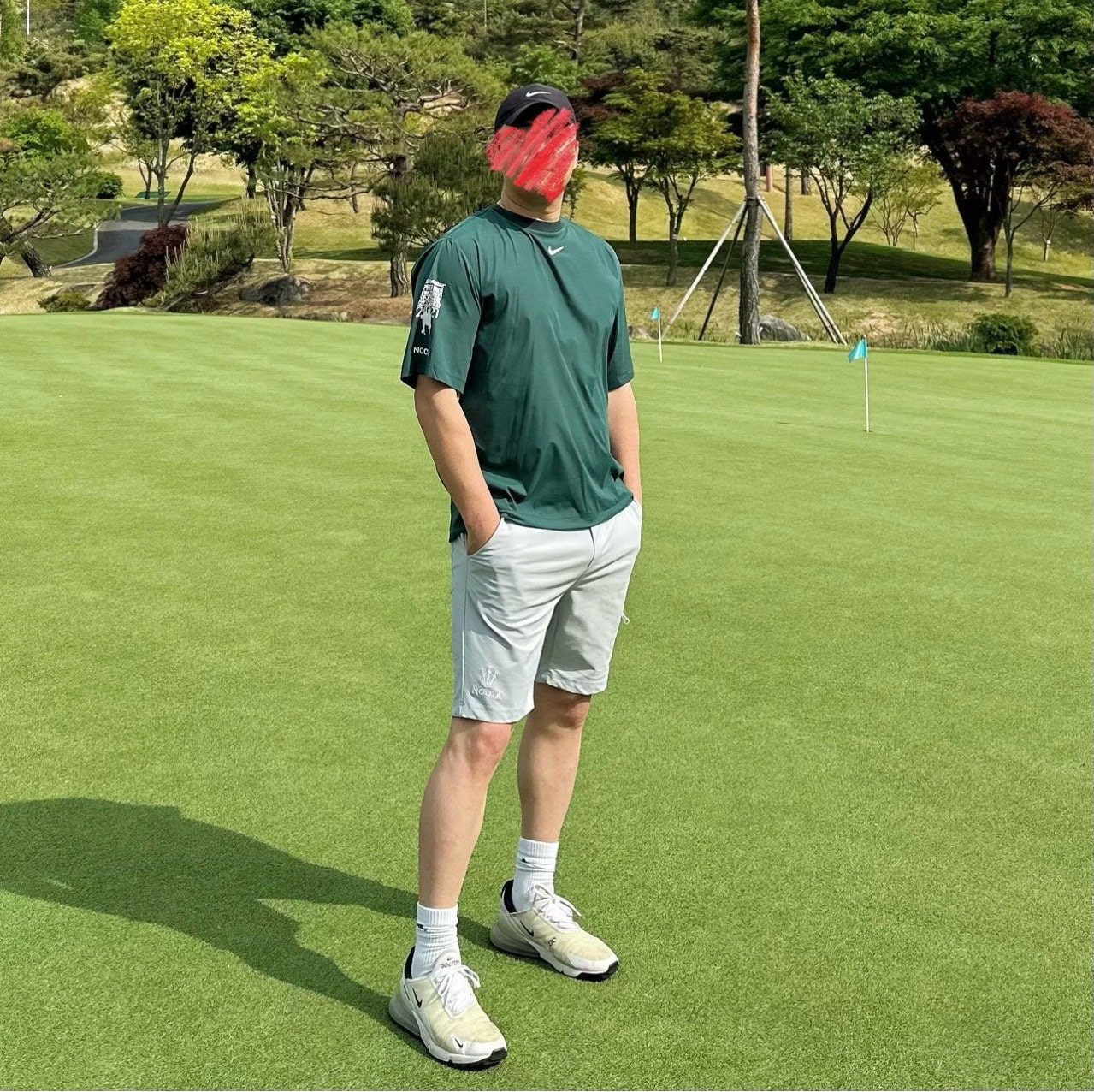녹타-세트-국내배송 나이* 골프 숏슬리브 크루넥 & 쇼츠 팬츠 세트