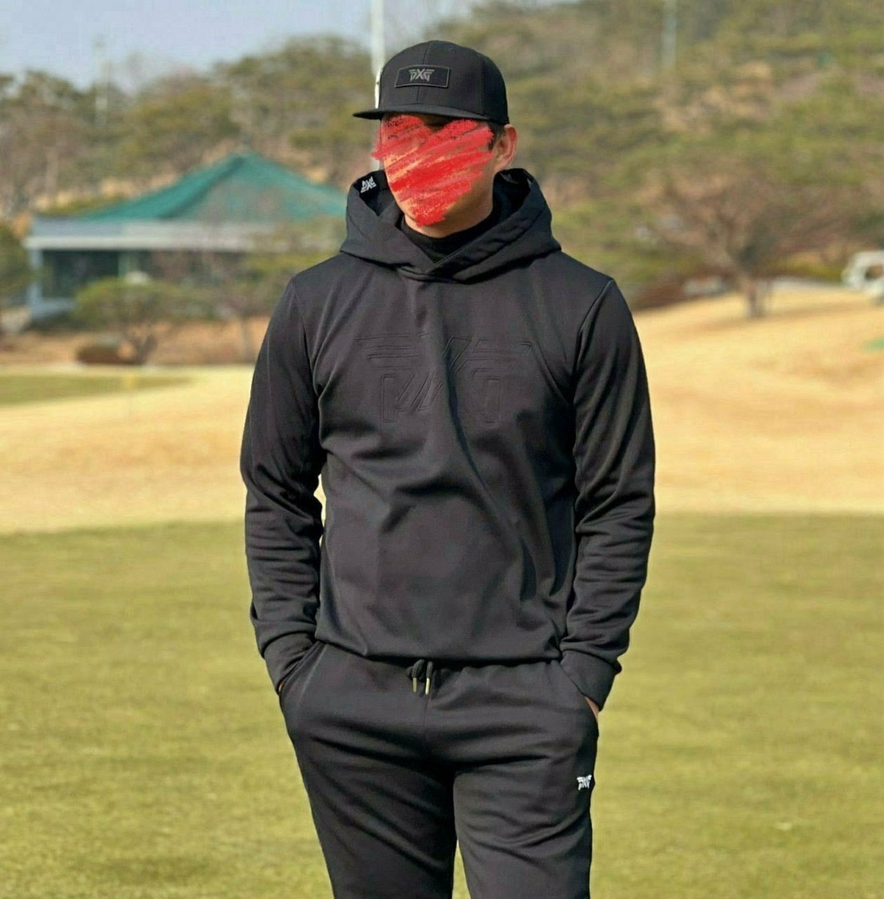 PXG-세트-국내배송 맨즈 엠보로고 풀오버 후디&팬츠 기모set.