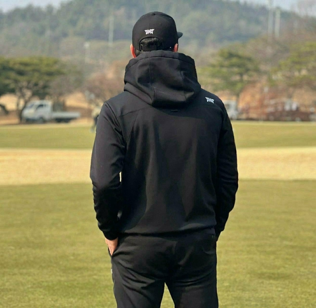 PXG-세트-국내배송 맨즈 엠보로고 풀오버 후디&팬츠 기모set.
