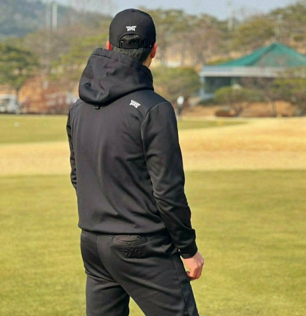 PXG-세트-국내배송 맨즈 엠보로고 풀오버 후디&팬츠 기모set.