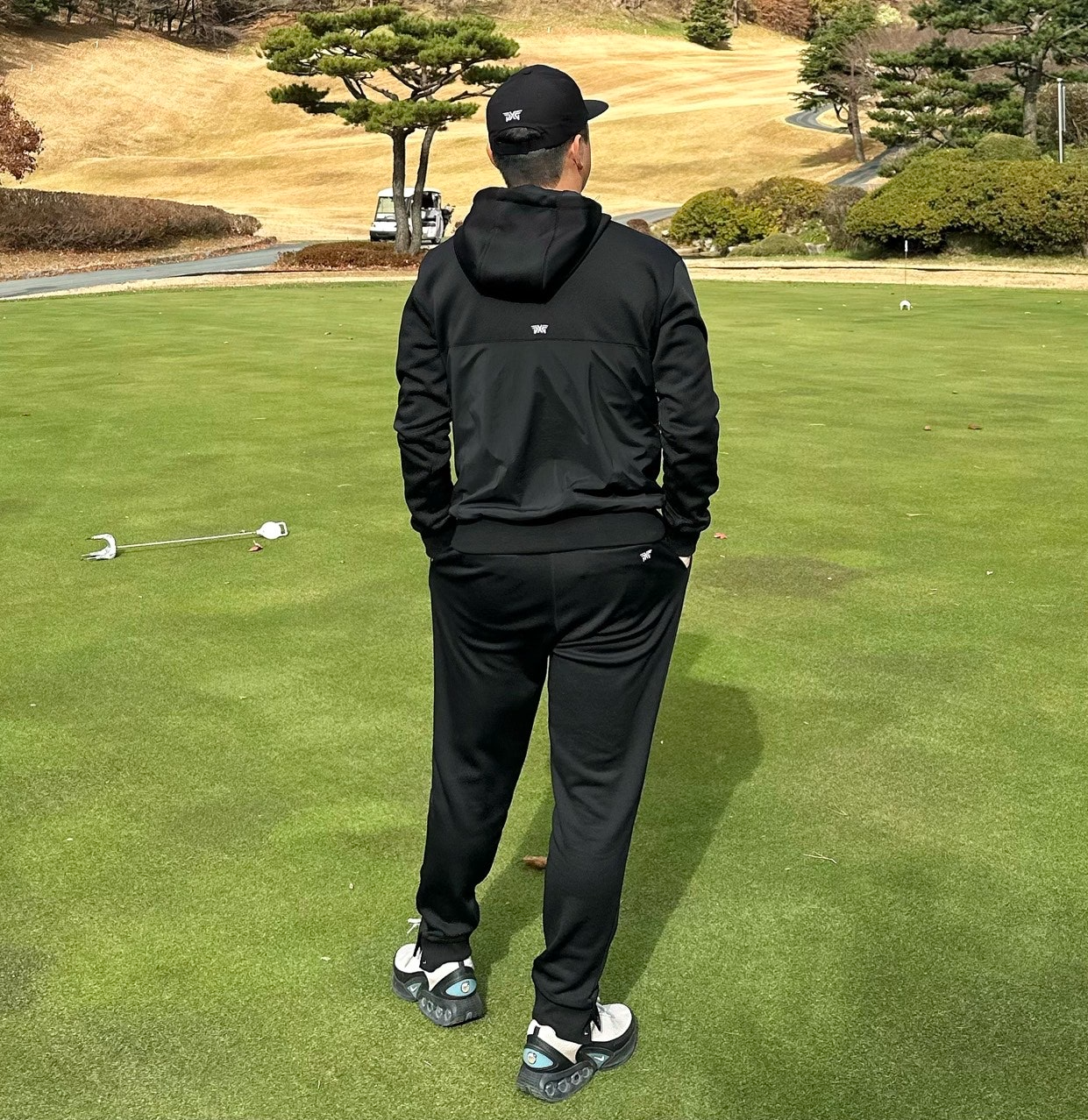 PXG-세트-국내배송 우먼 믹스 후드 맨투맨&우븐 조거팬츠 세트 (MEN)
