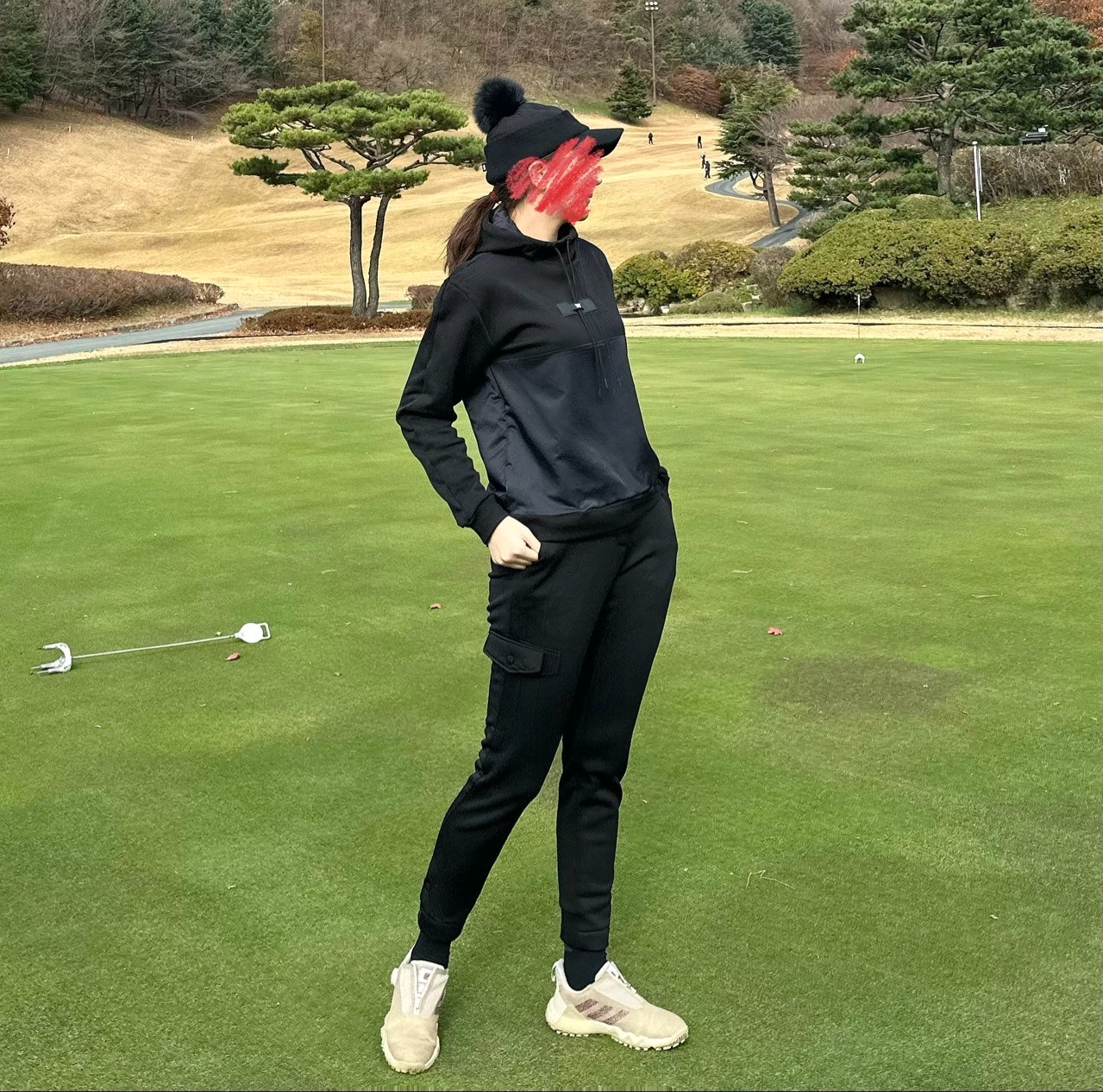 PXG-세트-국내배송 우먼 믹스 후드 맨투맨&우븐 조거팬츠 세트 (WOMEN)