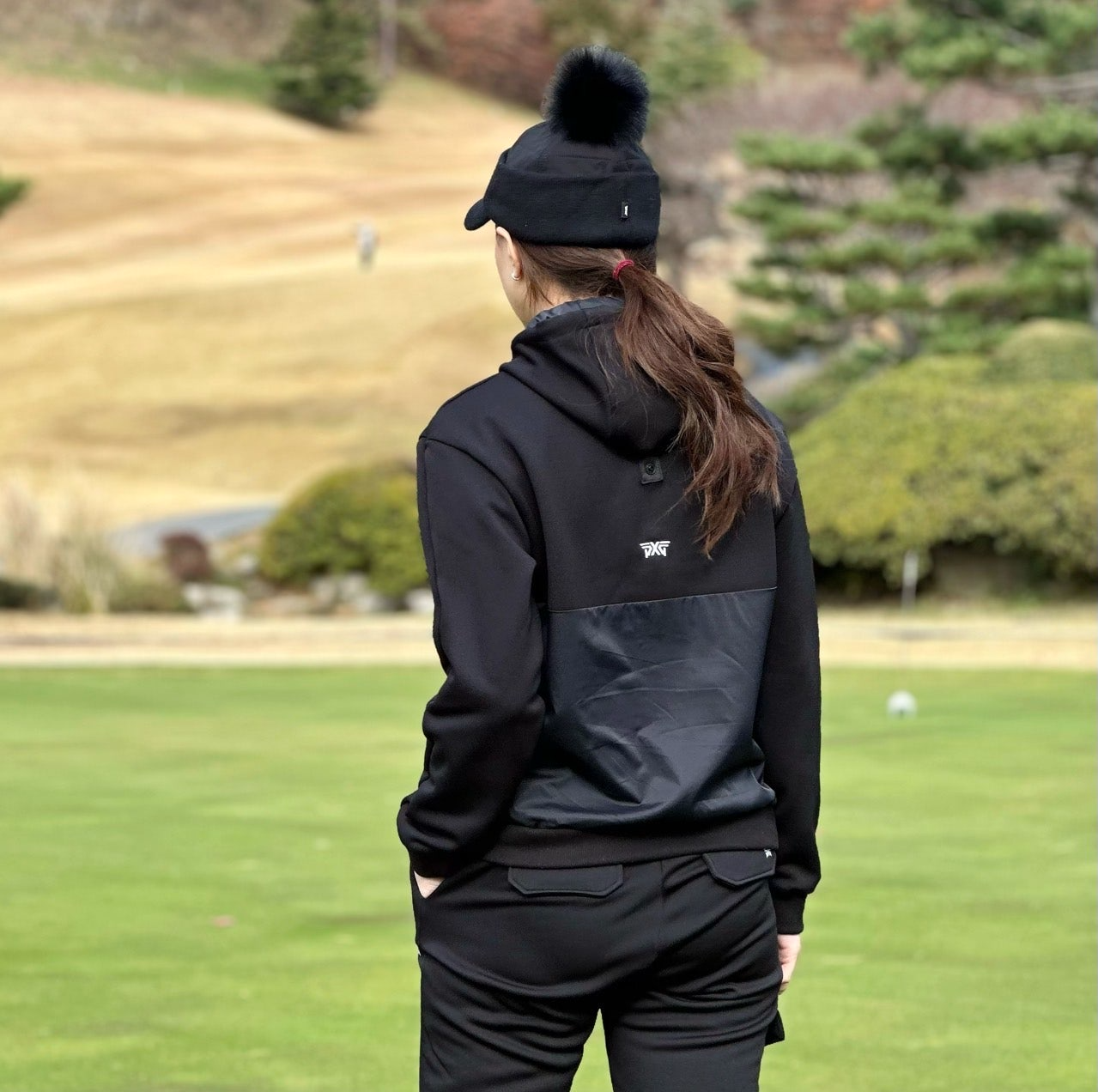 PXG-세트-국내배송 우먼 믹스 후드 맨투맨&우븐 조거팬츠 세트 (WOMEN)