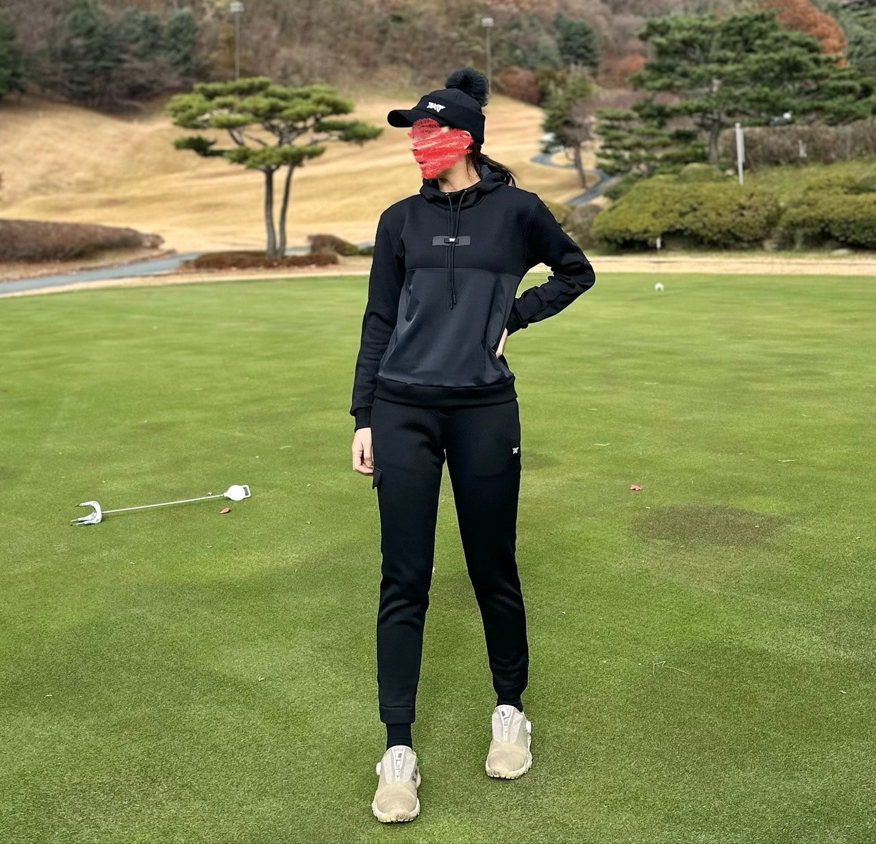 PXG-세트-국내배송 우먼 믹스 후드 맨투맨&우븐 조거팬츠 세트 (WOMEN)
