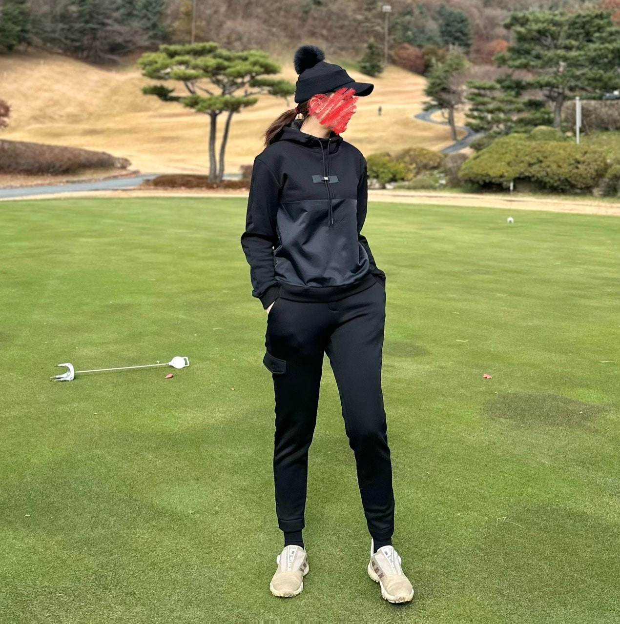 PXG-세트-국내배송 우먼 믹스 후드 맨투맨&우븐 조거팬츠 세트 (WOMEN)