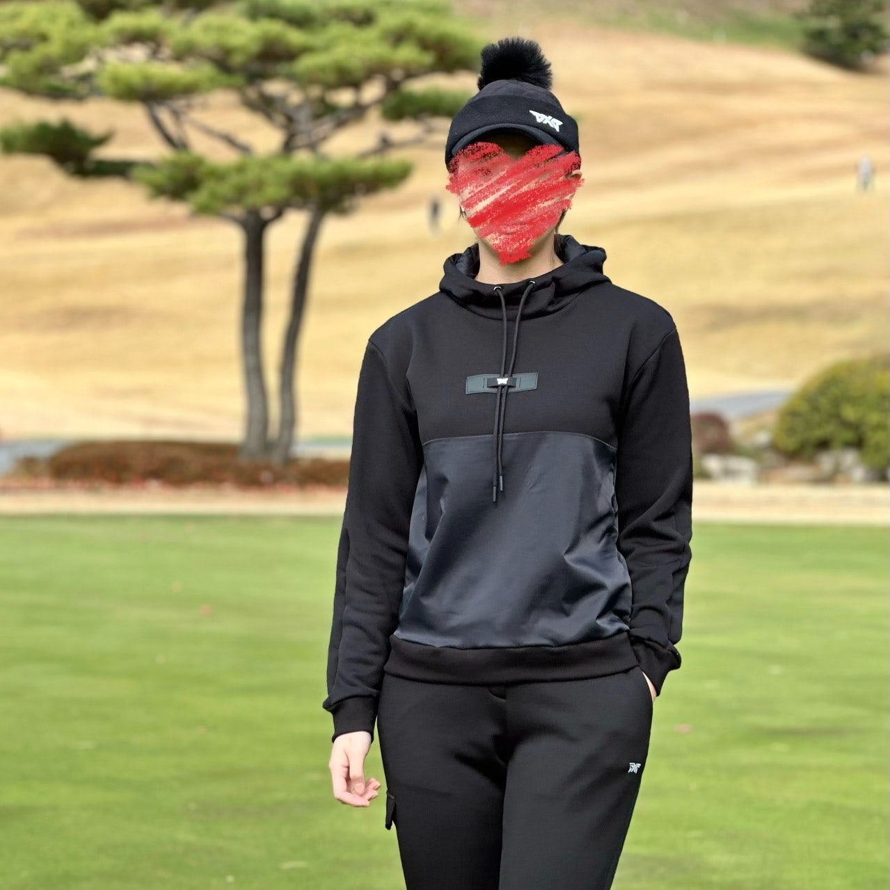 PXG-세트-국내배송 우먼 믹스 후드 맨투맨&우븐 조거팬츠 세트 (WOMEN)