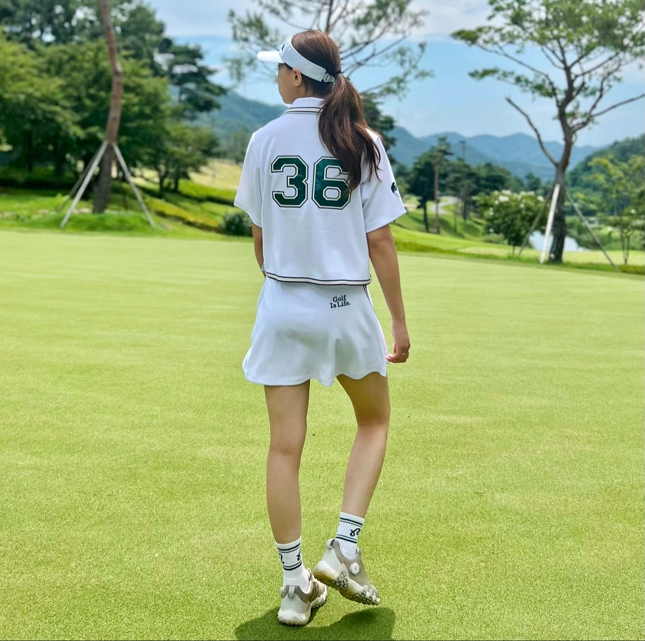 말본-세트-국내배송 36 버킷 버튼업 셔츠&스커트 세트 (WOMAN)
