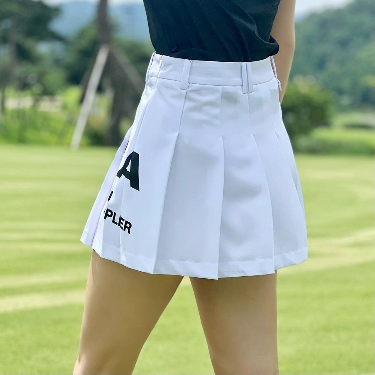 와이쓰리-하의-국내배송 브리에 빅 로고 심볼 쇼트 스커트 (WOMEN)