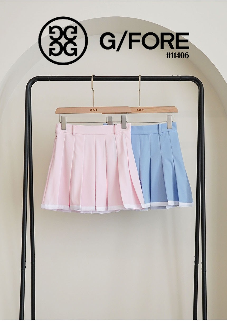 지포어-하의-국내배송 여성 컬러 콘트레스트 플리츠 스커트