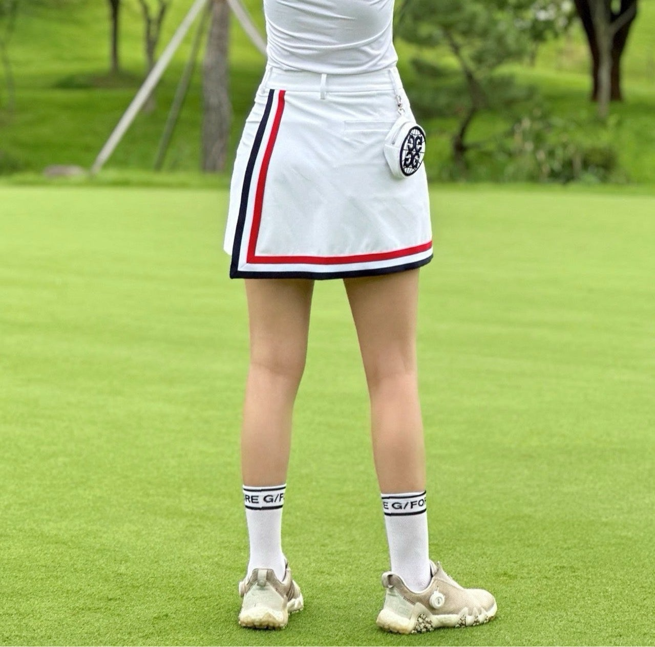지포어-하의-국내배송 트리컬러 랩 큐럿 팬츠 스커트 (WOMAN)