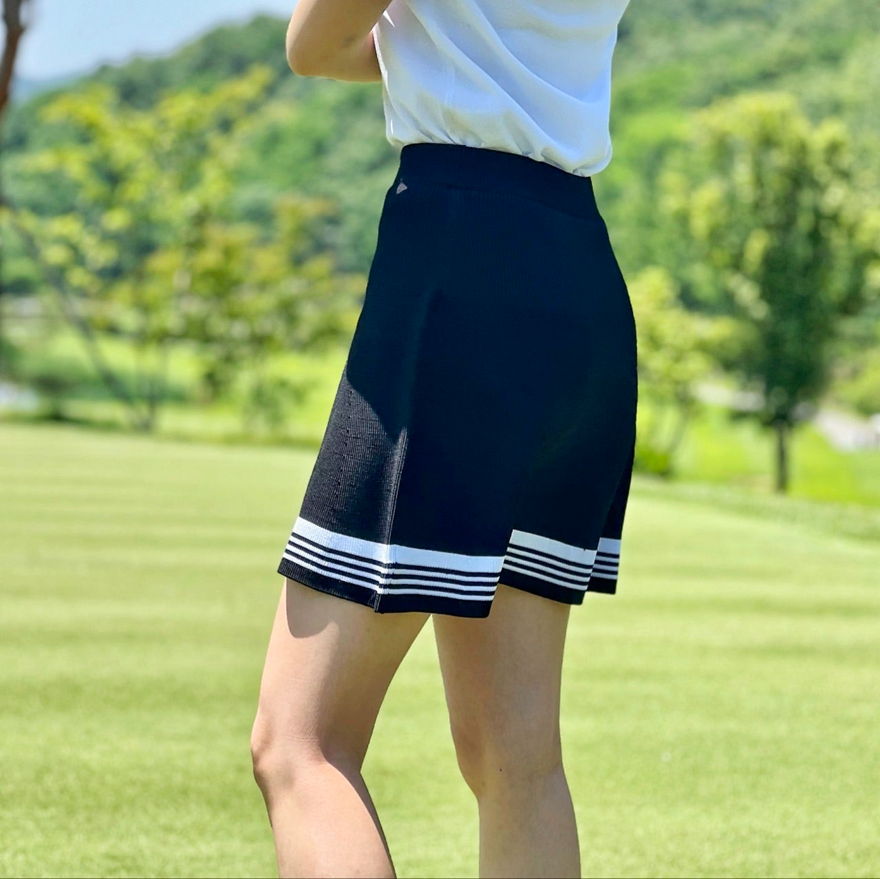 제이린드버그-하의-국내배송 프라다 스트라이프 니트드 스커트