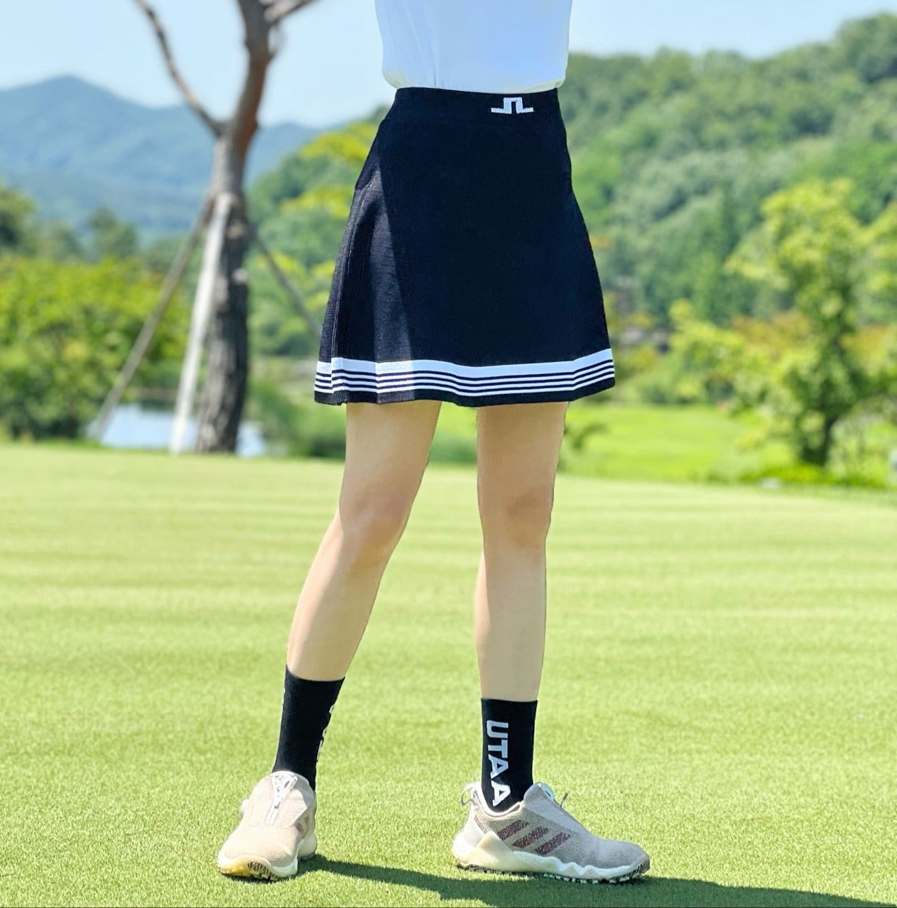 제이린드버그-하의-국내배송 프라다 스트라이프 니트드 스커트