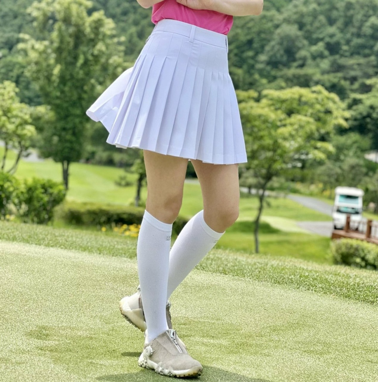 지포어-하의-국내배송 플리츠 랩 스커트 (WOMEN)