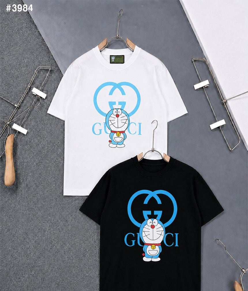 구찌-상의-국내배송 도라에몽 콜라보 인터로킹 GG 블루 프린팅 티셔츠